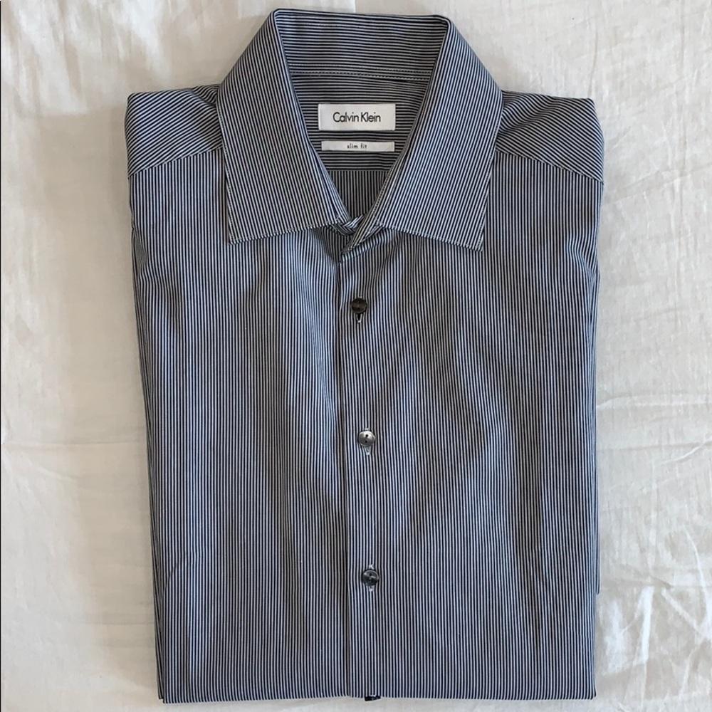 Striped Cotton Button Down Dress Shirt